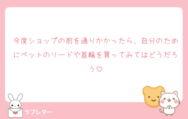 今度ショップの前を通りかかったら、自分のためにペットのリードや首輪を買ってみてはどうだろう