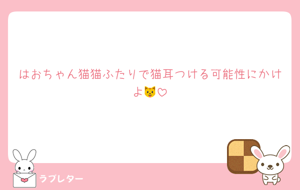 はおちゃん猫猫ふたりで猫耳つける可能性にかけよ🐱