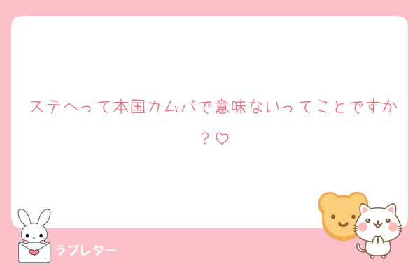 ステへって本国カムバで意味ないってことですか？