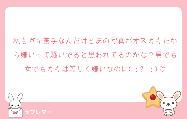 私もガキ苦手なんだけどあの写真がオスガキだから嫌いって騒いでると思われてるのかな？男でも女でもガキは等しく嫌いなのに(；ᴗ；)