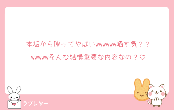 本垢からDMってやばいwwwwww晒す気？？wwwwwそんな結構重要な内容なの？