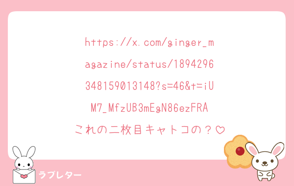 https://x.com/ginger_magazine/status/1894296348159013148?s=46&t=iUM7_MfzUB3mEgN86ezFRA
これの二枚目キャトコの？