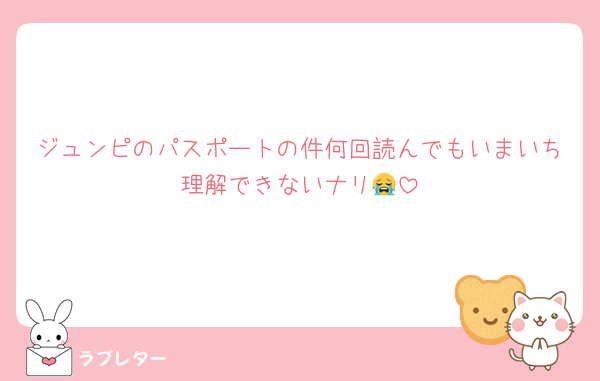 ジュンピのパスポートの件何回読んでもいまいち理解できないナリ😭