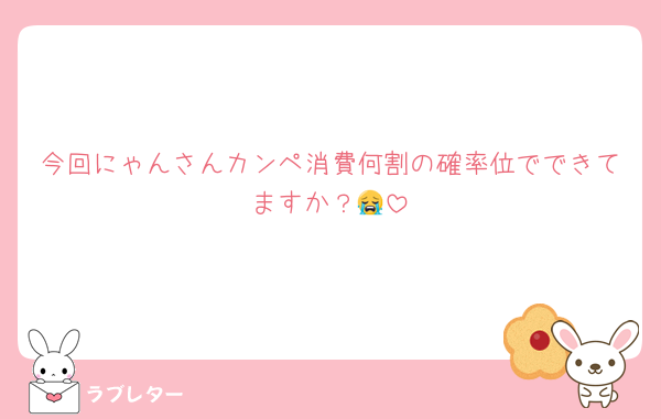 今回にゃんさんカンペ消費何割の確率位でできてますか？😭