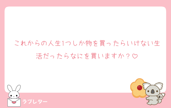 これからの人生1つしか物を買ったらいけない生活だったらなにを買いますか？