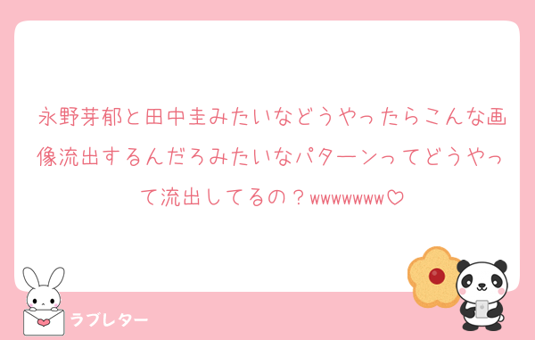 永野芽郁と田中圭みたいなどうやったらこんな画像流出するんだろみたいなパターンってどうやって流出してるの？wwwwwww