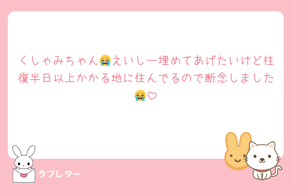 くしゃみちゃん😭えいしー埋めてあげたいけど往復半日以上かかる地に住んでるので断念しました😭