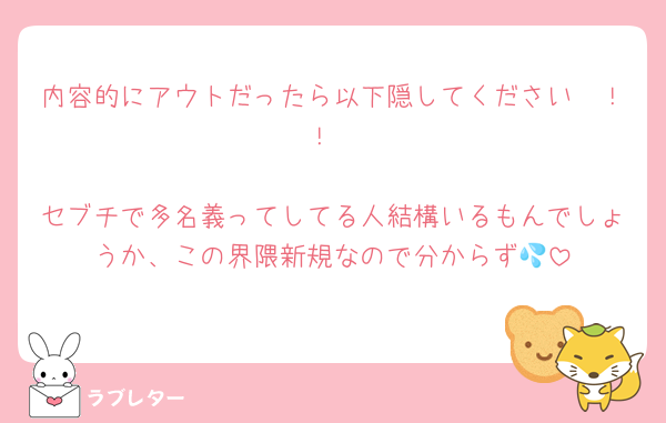 内容的にアウトだったら以下隠してください〜！！

セブチで多名義ってしてる人結構いるもんでしょうか、この界隈新規なので分からず💦