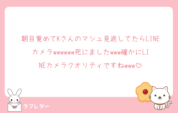 朝目覚めてKさんのマシュ見返してたらLINEカメラwwwwww死にましたwww確かにLINEカメラクオリティですねwww