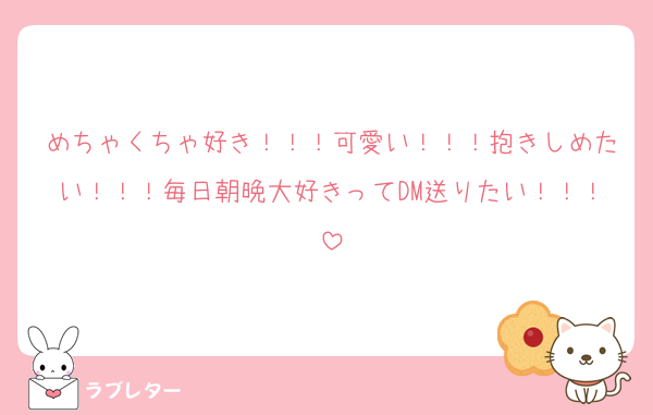 めちゃくちゃ好き！！！可愛い！！！抱きしめたい！！！毎日朝晩大好きってDM送りたい！！！