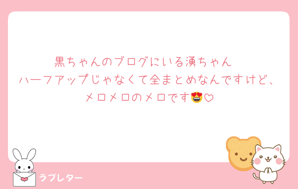黒ちゃんのブログにいる湧ちゃん
ハーフアップじゃなくて全まとめなんですけど、メロメロのメロです😍