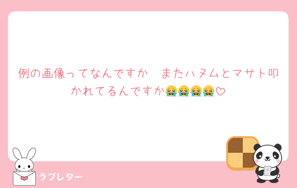例の画像ってなんですか🥲またハヌムとマサト叩かれてるんですか😭😭😭😭