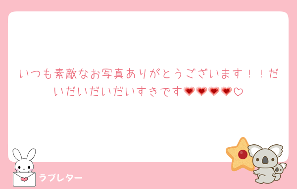 いつも素敵なお写真ありがとうございます！！だいだいだいだいすきです💗💗💗💗