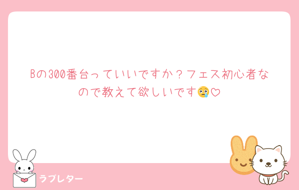Bの300番台っていいですか？フェス初心者なので教えて欲しいです😢