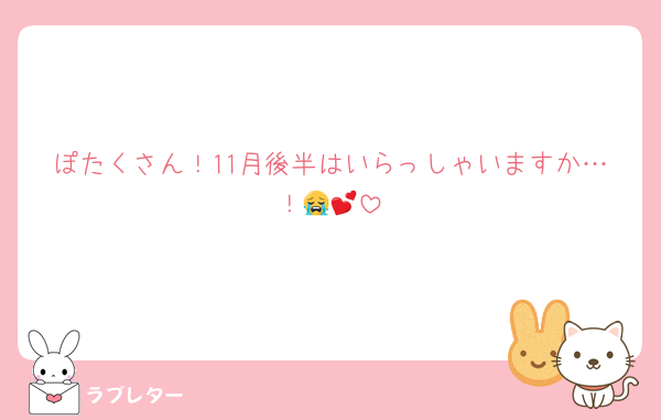 ぽたくさん！11月後半はいらっしゃいますか…！😭💕