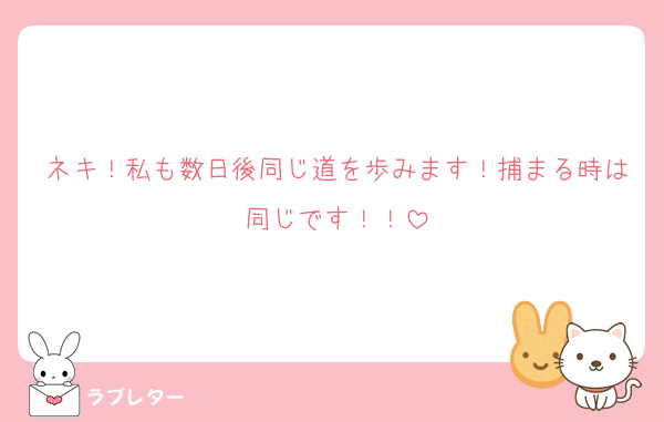ネキ！私も数日後同じ道を歩みます！捕まる時は同じです！！