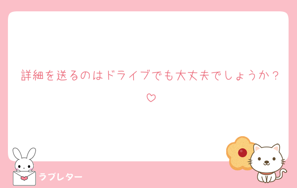 詳細を送るのはドライブでも大丈夫でしょうか？