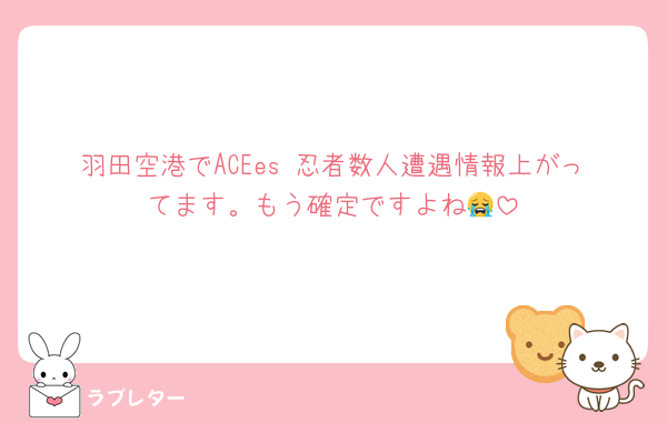 羽田空港でACEes 忍者数人遭遇情報上がってます。もう確定ですよね😭