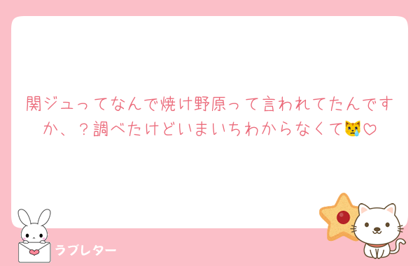 関ジュってなんで焼け野原って言われてたんですか、？調べたけどいまいちわからなくて😿